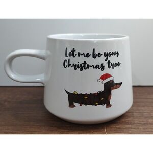 Dachshund Let Me Be Your Christmas Tree Lights Mug Tea Cup Doxie Dog Santa Hat